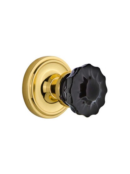 Classic Rosette Door Set with Colored Fluted Crystal Glass Knobs